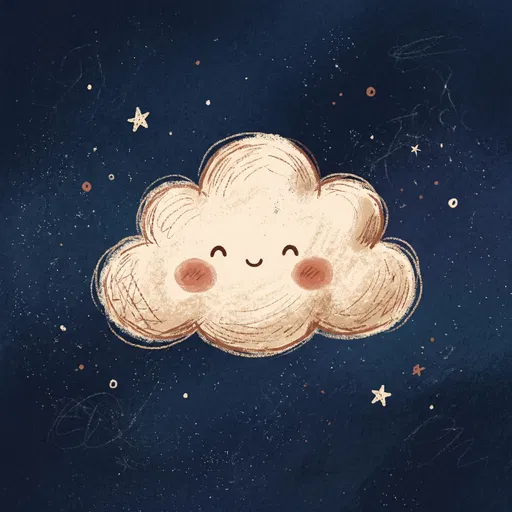 Cute Kawaii Cloud Chalk Illustration