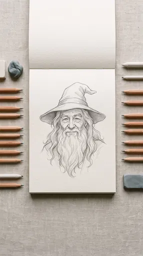 Overhead Sketchpad with Wizard Pencil Portrait