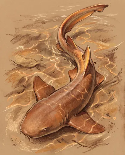 Overhead Pastel Drawing of Nurse Shark