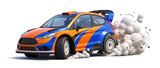 Stylized Orange and Blue Rally Car Drifting