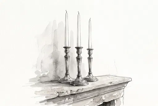 Monochrome Illustration of Three Candlesticks