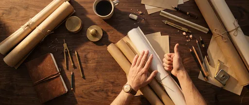 Architect Hands Giving Thumbs Up at Desk