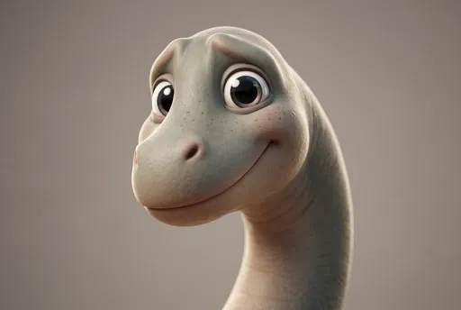 Cute Bashful Cartoon Dinosaur Portrait