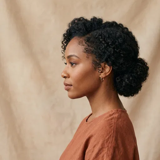 Profile of Woman with Curly Chignon
