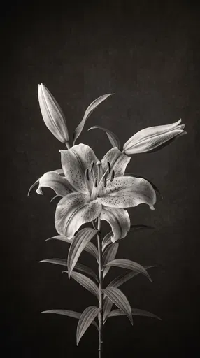 Monochrome Oriental Lily Studio Portrait