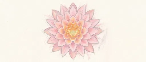 Pastel Pink Water Lily Overhead Drawing