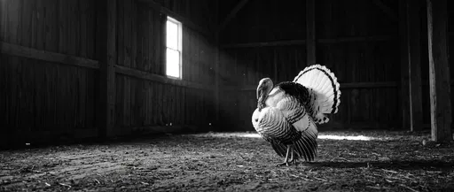Royal Palm Turkey in Dark Barn