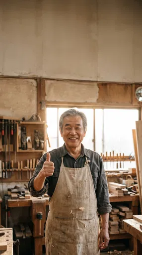 Senior Woodworker Giving Thumbs Up