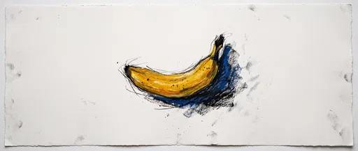 Expressive Oil Stick and Charcoal Banana Drawing