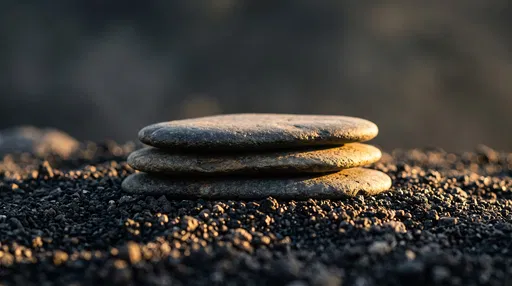 Stacked Flat Stones in Golden Light