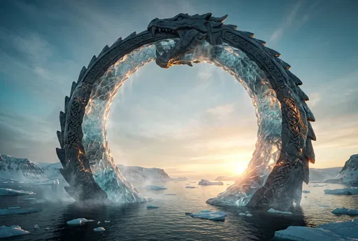 Monumental Ice and Stone Ouroboros Arch