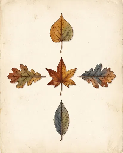 Vintage Botanical Autumn Leaves Illustration