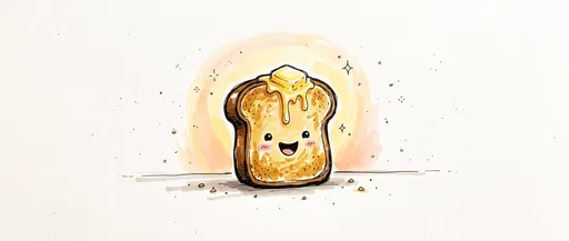 Cute Smiling Toast With Melting Butter