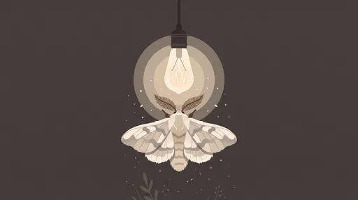 Silkmoth Beneath Glowing Vintage Light Bulb
