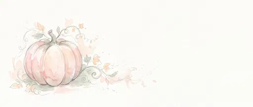 Pastel Watercolor Pumpkin Sketch with Copy Space