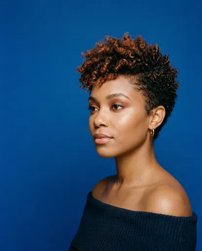 Woman With Curly Pixie Haircut