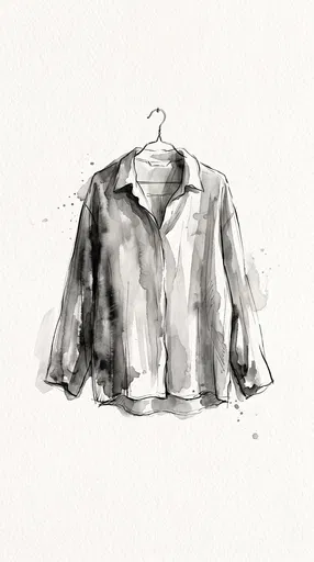 Monochrome Watercolor Sketch of Hanging Shirt
