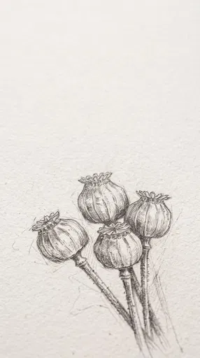 Graphite Sketch of Poppy Seed Pods