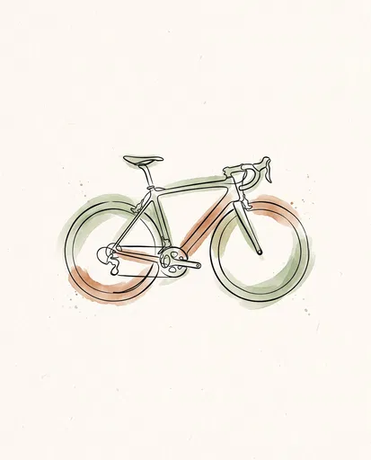 Minimalist Watercolor Road Bicycle Line Drawing