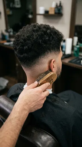 Barber Brushing Fresh Low Fade Haircut