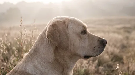 Yellow Labrador Profile in Sunrise Field