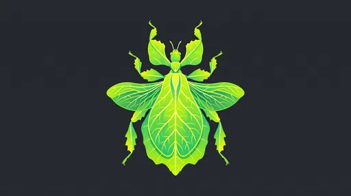Symmetrical Green Leaf Insect Graphic Illustration