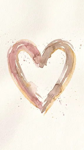 Dusty Rose and Taupe Watercolor Heart