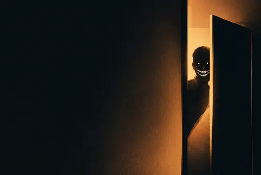 Creepy Shadow Figure Peeking Through Doorway