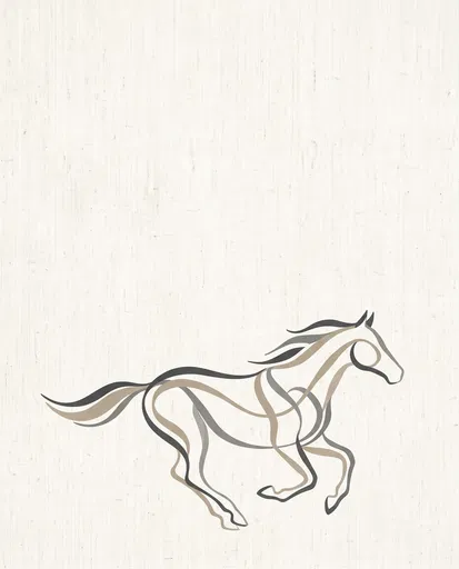 Minimalist Ribbon Line Running Horse Illustration