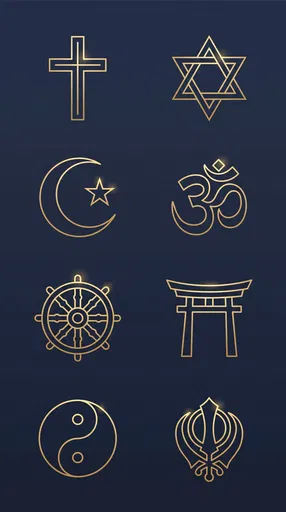 Gold Line Art World Religion Symbols