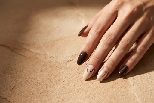 Neutral Holiday Manicure on Sandstone