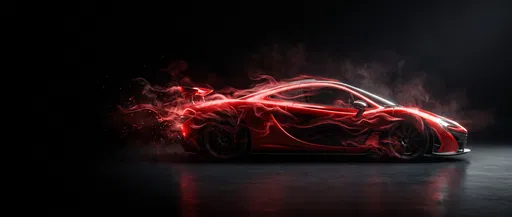 Red Supercar Silhouette with Crimson Smoke