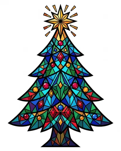 Stained Glass Christmas Tree Clipart