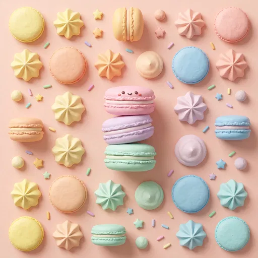 Pastel Clay Macaron Flat-Lay Grid