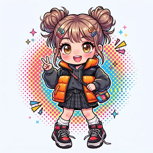 Cute Chibi Streetwear Girl Illustration