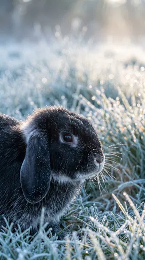 Lop Bunny in Frosty Morning Grass