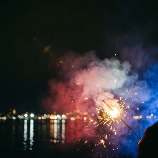 Sparkler With Red White and Blue Smoke