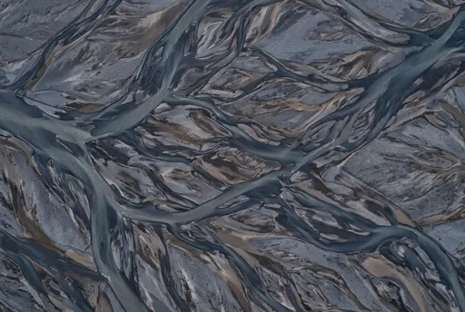 Aerial View of Braided Glacial River Delta