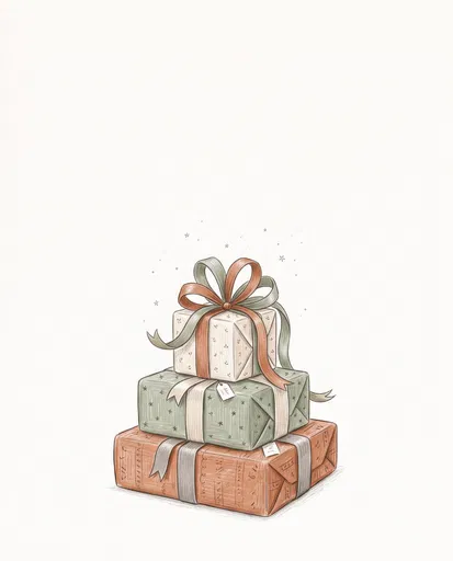 Hand-Drawn Stack of Three Holiday Presents