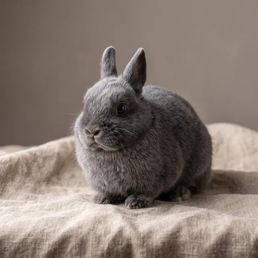 Blue-Gray Netherland Dwarf Rabbit Portrait