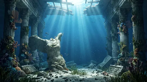 Sunken Greco-Roman Temple With Winged Statue