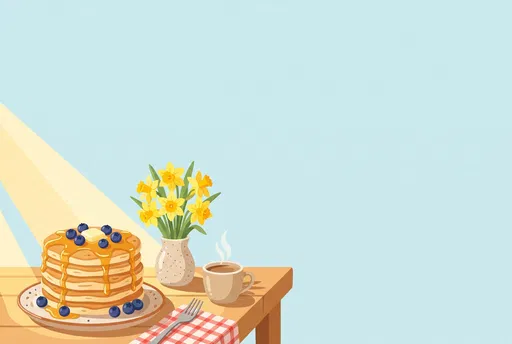 Sunny Blueberry Pancakes Breakfast Illustration