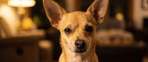 Close-Up Portrait of Golden Fawn Chihuahua