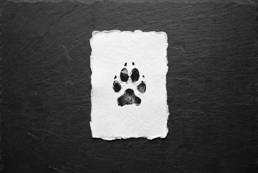 Black Ink Dog Paw Print on Paper