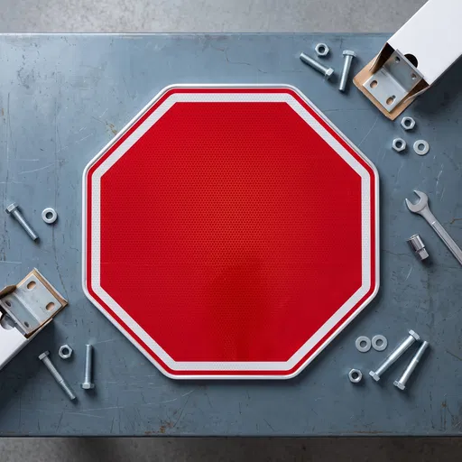 Blank Red Octagonal Sign on Workbench