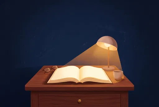 Open Book Under Warm Reading Lamp