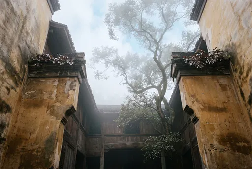 Foggy Courtyard House Looking Upward