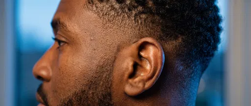 Macro Side Profile of Man's Hairline
