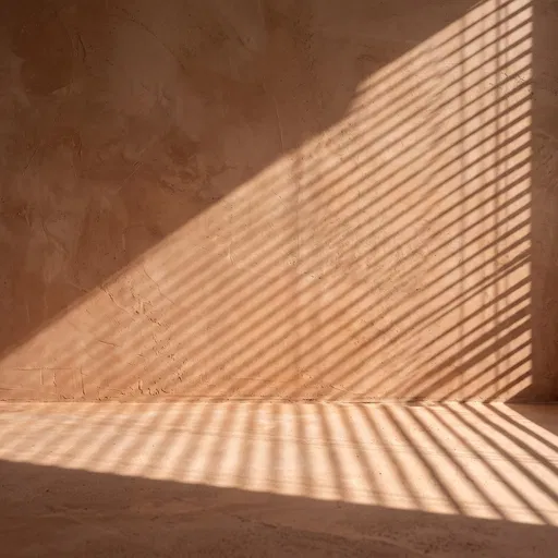 Terracotta Plaster Wall With Blind Shadows