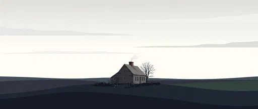 Minimalist New England Saltbox House Illustration